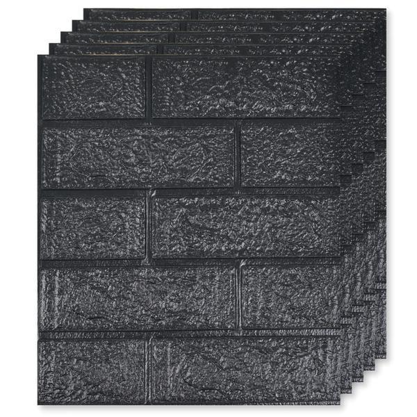 Set 100x Tapet Mic Caramida 3D Teno®, suprafata acoperire 13.26 mp, autoadeziv, waterproof, usor de montat, design modern, 38,5x34 cm, negru