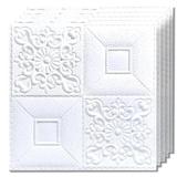 Set 50x Tapet Mic 3D Teno®, suprafata acoperire 6.12 mp, autoadeziv, perete/tavan, waterproof, usor de montat, design modern, 35x35 cm, alb