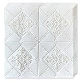 Set 20x Tapet 3D Teno®, suprafata acoperire 9.8 mp, autoadeziv, perete/tavan, model floral, waterproof, usor de montat, design modern, 70x70 cm, alb