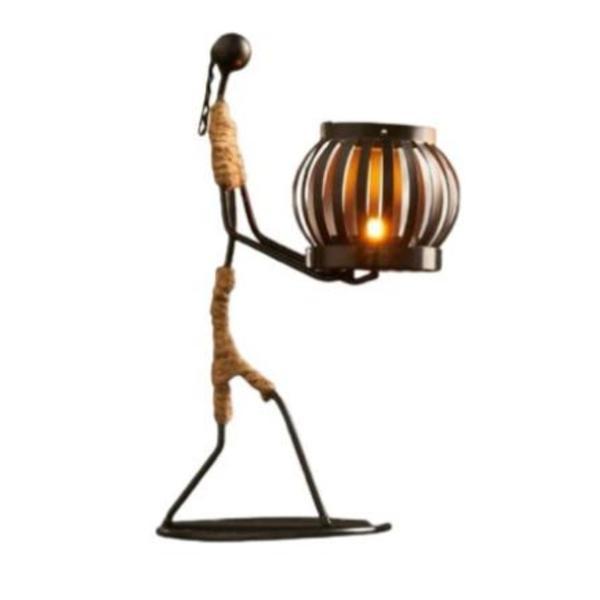 Suport de lumanare, figura creativa, fier, negru, 27 cm