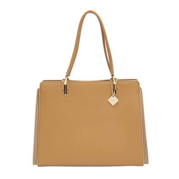 Geanta Lux Shopper Camel cu Detalii Bej