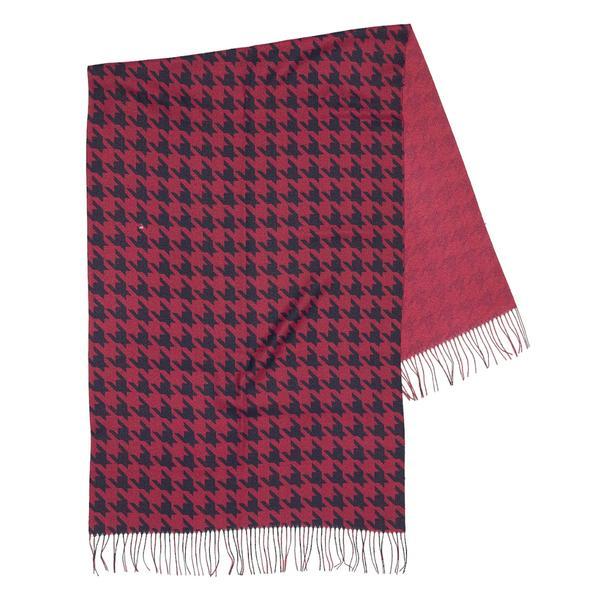 Esarfa Fuxia Cu Satin Si Imprimeu Houndstooth