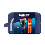 Set Cadou Gillette Fusion Proglide: Aparat de Ras cu 1 Rezerva + Gel de Ras Fusion Ultra Sensitive, 200 ml + Trusa de Voiaj, 1 set