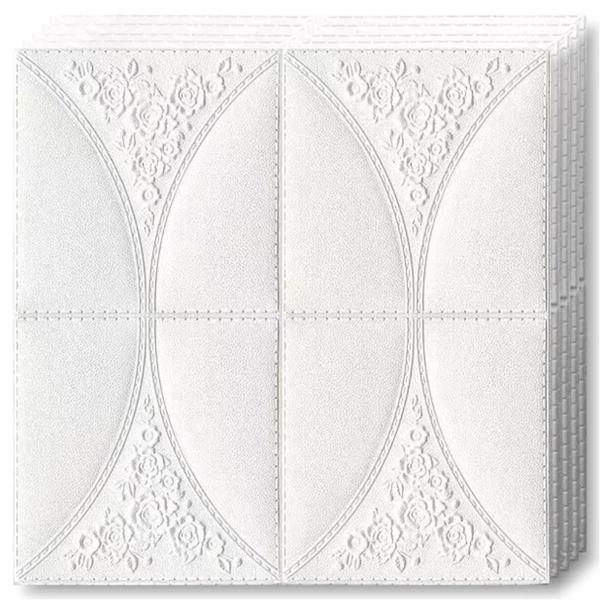 Set 40x Tapet 3D Teno®, suprafata acoperire 19.6 mp, autoadeziv, Model Floral, perete/tavan, 70x70 cm, alb