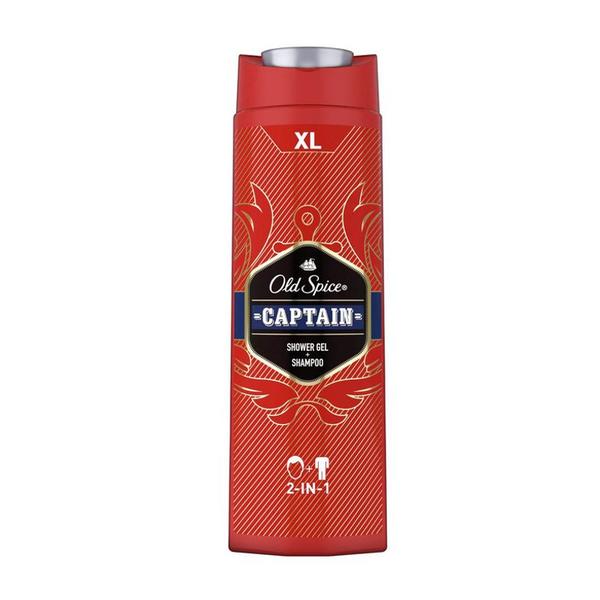 Gel de Dus si Sampon pentru Barbati - Old Spice Captain Shower Gel + Shampoo 2in1, 400 ml