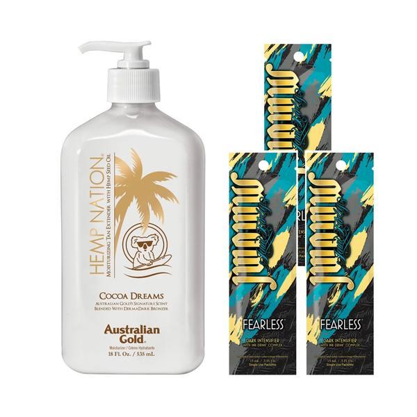 Pachet pentru plaja, Australian Gold, Cocoa Dreams 535ml + Fearless 15ml