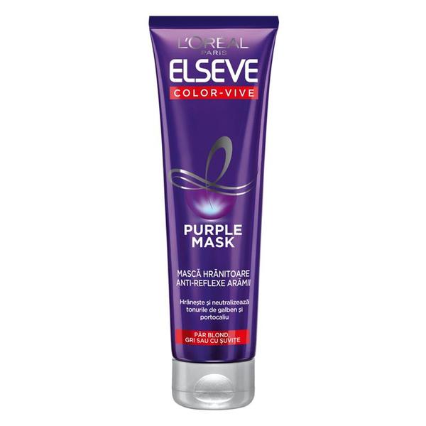 Masca de Par Impotriva Tonurilor Galbene L'oreal Paris - Elseve Color Vive Purple Mask, 150 ml