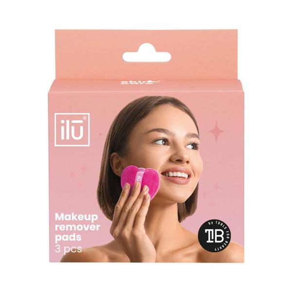 Dischete Reutilizabile pentru Indepartarea Machiajului - Ilu Makeup Remover Pads,  roz, 3 buc