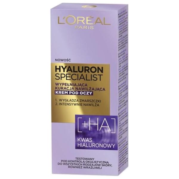 Crema de Ochi Antirid Hidratanta - L&#039;Oreal Paris Hyaluron Specialist +HA Replumping Moisturizing Care Eye Cream, 15 ml