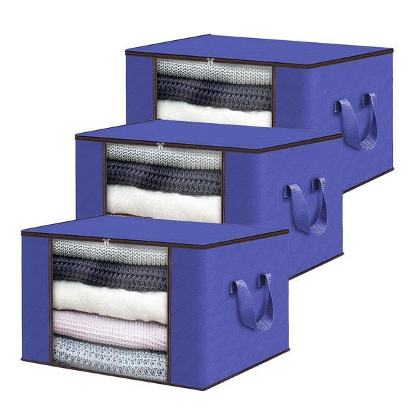 Set 3 Cutii pentru Depozitare si Organizare Mici Teno&reg;, 60 L, 46x48x28 cm, albastru