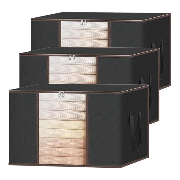 Set 3 Cutii pentru Depozitare si Organizare Medii Teno®, 84 L, 60x40x35 cm, negru