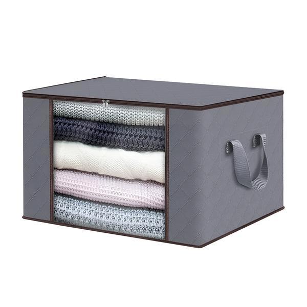 Cutie Depozitare si Organizare Medie Teno®, 84 L, 60x 40x 35 cm, gri deschis