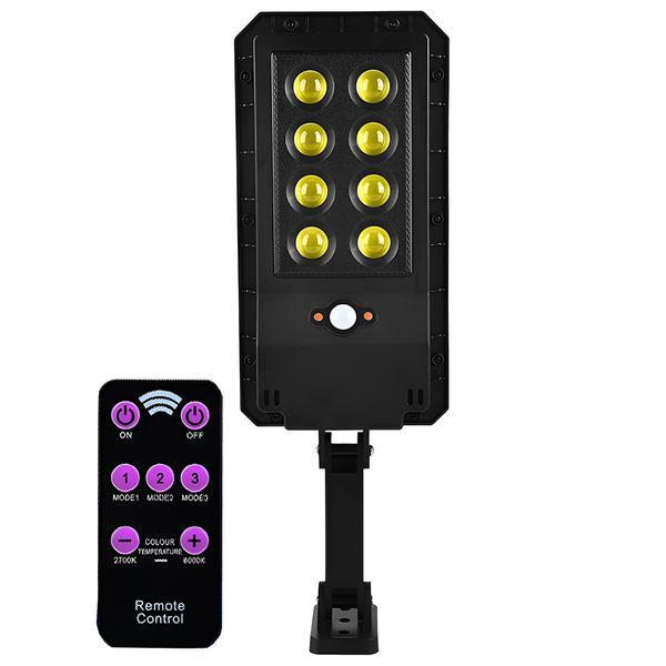 Lampa Solara Stradala 8 Led-uri Teno&reg;, tip bec, control prin telecomanda, exterior, negru