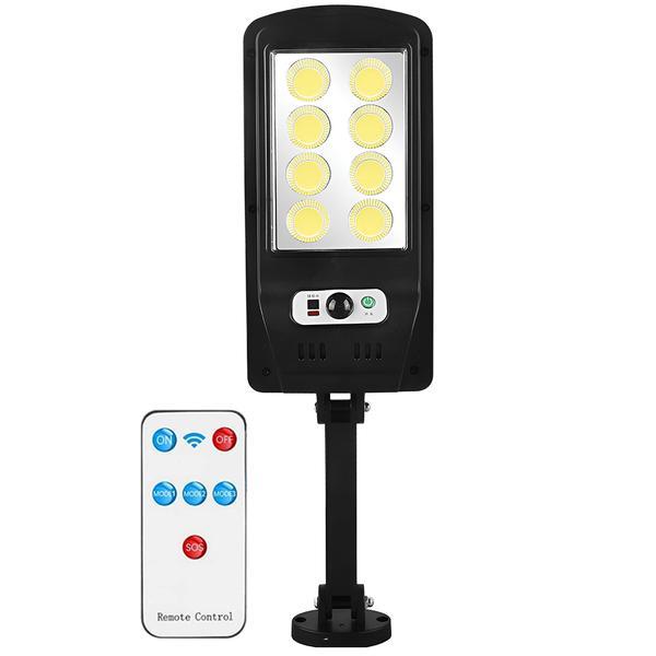 Lampa Solara Stradala 8 Led-uri Teno&reg;, control prin telecomanda, Waterproof, exterior, negru