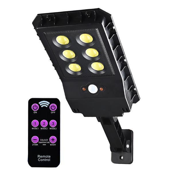 Lampa Solara Stradala 6 Led-uri Teno&reg;, tip bec, control prin telecomanda, exterior, negru