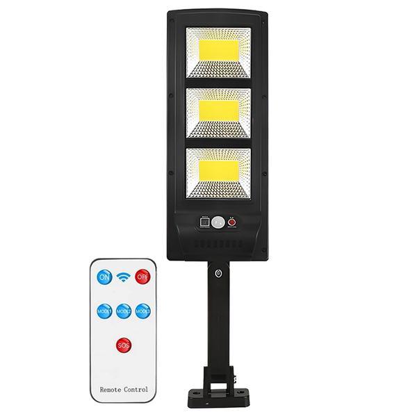 Lampa Solara Stradala 3 LED-uri Teno®, control prin telecomanda, senzor de miscare, 3 moduri de iluminare, protectie IP65, Waterproof, exterior, negru