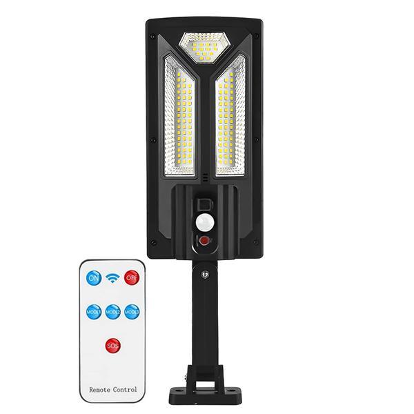 Lampa Solara Stradala 102 Led-uri Teno®, control prin telecomanda, Waterproof, exterior, negru