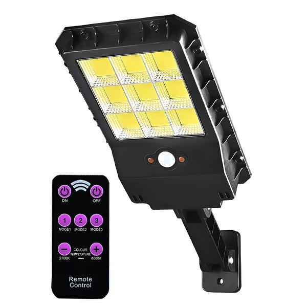 Lampa Solara Stradala 108 Led-uri Teno®, control prin telecomanda, senzor de miscare, 3 moduri de iluminare, protectie IP65, Waterproof, exterior, negru