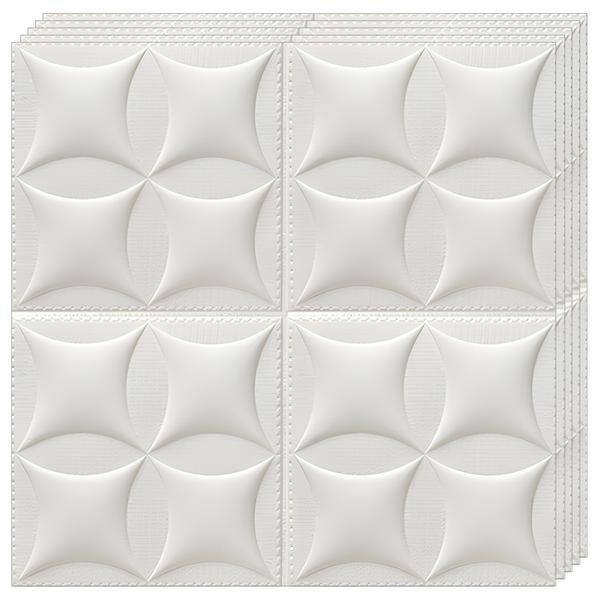 Set 10x Tapet 3D Teno®, suprafata acoperire 4.9 mp, autoadeziv, Model Pernute, 70x77 cm, alb