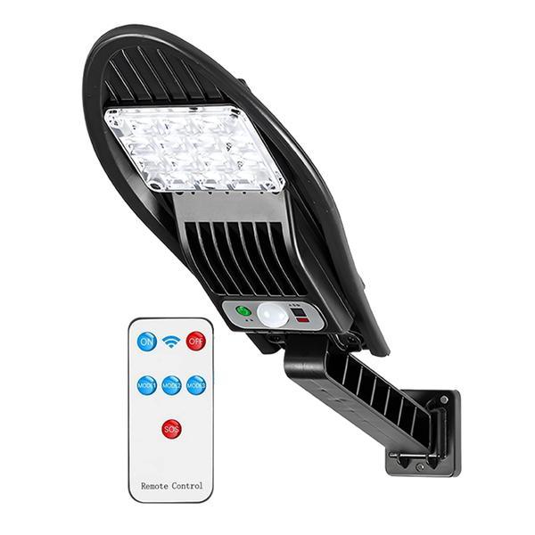 Lampa Solara Stradala 16 Led-uri Teno®, rotunda, control prin telecomanda, Waterproof, exterior, negru