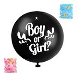 Balon Gender Reveal Teno®, pentru Petreceri/Evenimente/Botezuri, confetti in 2 culori, negru