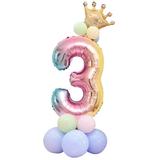 Set 14 Baloane Teno®, Cifra 3, pentru Petreceri/Aniversari/Evenimente, coronita, balon cifra, baloane clasice, multicolor