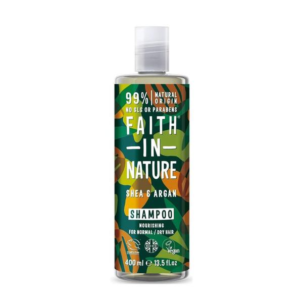 Sampon Natural Hranitor cu Unt de Shea si Ulei de Argan pentru Par Normal/ Uscat - Faith in Nature Shea &amp; Argan Normal/Dry Hair Shampoo, 400 ml