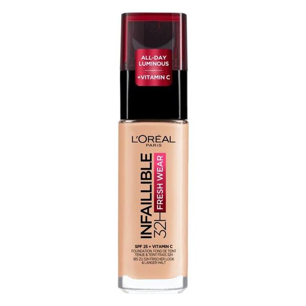 Fond de Ten Rezistent la Transfer - L'Oreal Paris Infaillible 32H Fresh Wear Foundation, nuanta 180 Golden Linen, 30 ml