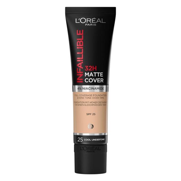 Fond de Ten Matifiant - L&#039;Oreal Paris Infaillible 32H Matte Cover, nuanta 25 Cool Undertone, 30 ml