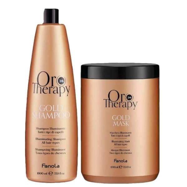 Set Oro Therapy Sampon Iluminant 1000 ml + Masca iluminanta cu Extract de Trandafir, Aur 24K si Protectie UV 1000 ml