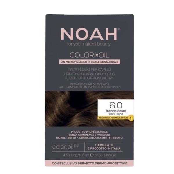 Vopsea de Par Permanenta fara Amoniac pe Baza de Ulei - Noah Color in Oil, nuanta 6.0 Blond Inchis (Dark Blond), 135 ml