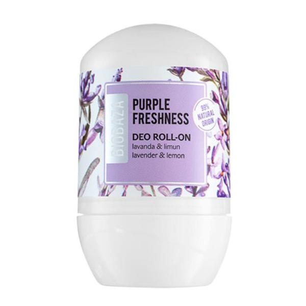 Deodorant Natural pe Baza de Piatra de Alaun pentru Femei, cu Lavanda si Bergamota - Biobaza Deo Roll-On Purple Freshness, 50 ml