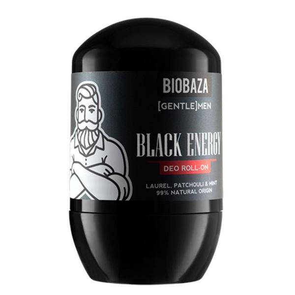 Deodorant Natural pe Baza de Piatra de Alaun pentru Barbati, cu Dafin si Patchouli - Biobaza Deo Roll-On Black Energy, 50 ml