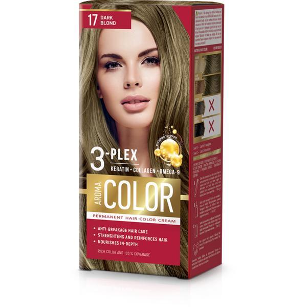 SHORT LIFE - Vopsea Crema Permanenta - Aroma Color 3-Plex Permanent Hair Color Cream, nuanta 17 Dark Blond, 90 ml