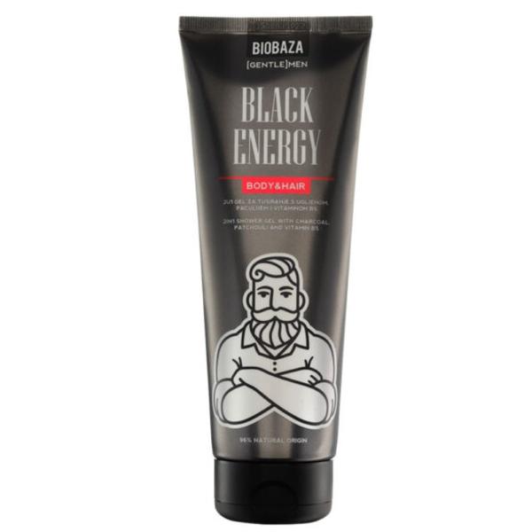 Gel de dus 2in1 pentru Barbati, cu Carbune si Patchouli - Biobaza Gentlemen Black Energy Body&Hair, 220 ml