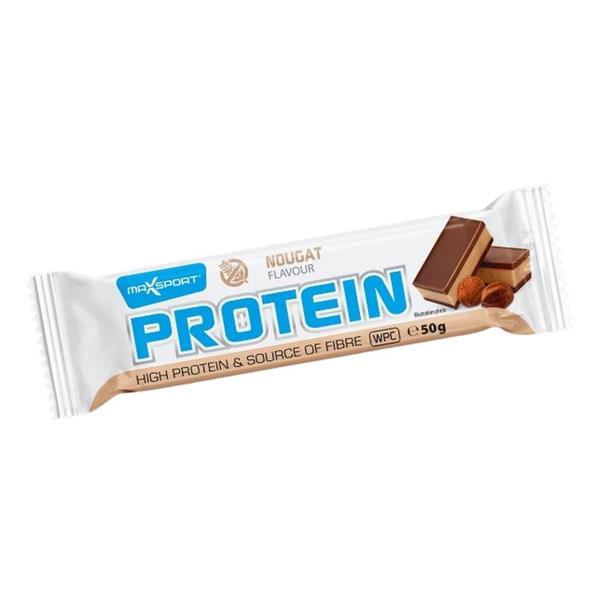 Baton Proteic Fara Gluten cu Nuga Invelit in Ciocolata Maxsport, 50 g