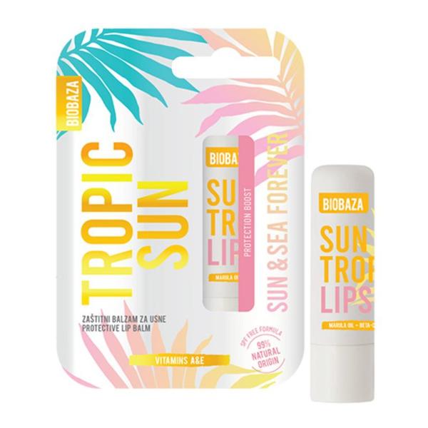 Balsam de Buze pentru Protectie Solara cu Betacaroten - Biobaza Tropic Sun, 4.5 g