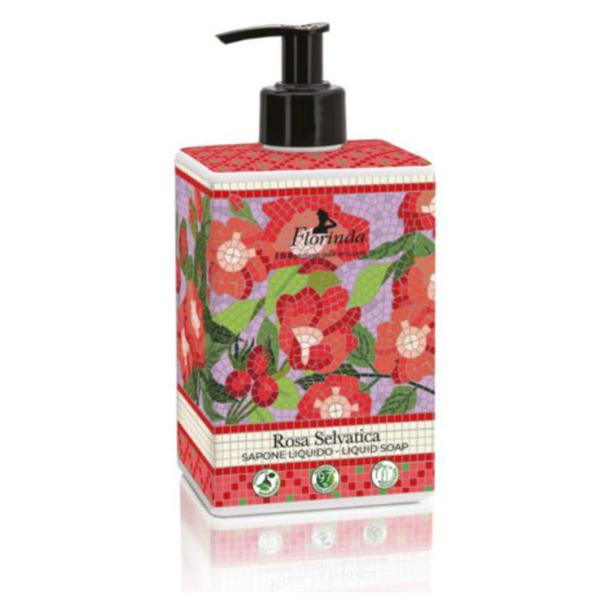 Sapun Lichid Vegetal cu Parfum de Trandafir Salbatic - La Dispensa Florinda Sapone Liquido Rosa Selvatica, 500 ml