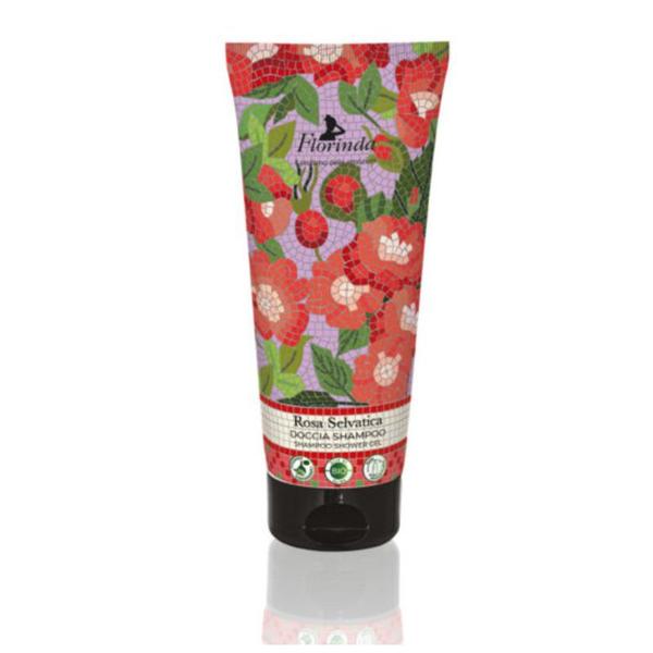 Sampon si Gel de Dus Vegetal cu Parfum de Trandafir Salbatic - La Dispensa Florinda Doccia Shampoo Rosa Selvatica, 200 ml