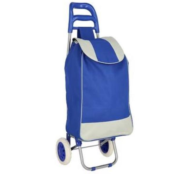 Carucior de cumparaturi pliabil cu doua roti, 38 x 20 x 96, 40 L, Albastru ER-2031