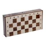 Joc Sah si Table din lemn, 3 in 1, 48x48 cm, Maro cu Alb, Numerotat Alfanumeric,Piese foarte Rezistente
