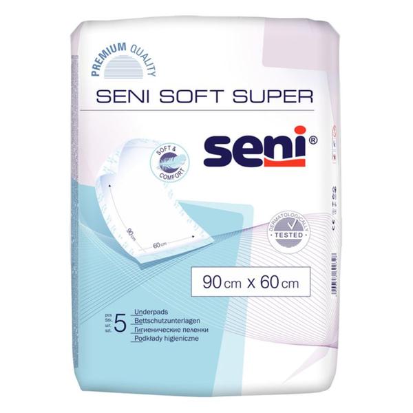 Aleze de Protectie - Seni Soft Super Underpads, 90 x 60 cm, 5 buc