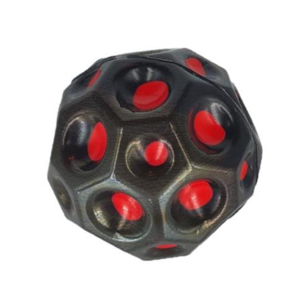 Minge saltareata, super space ball, multicolor, negru si rosu, 7 cm