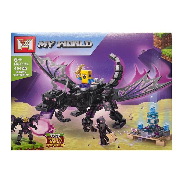 Set de constructie Minecraft 2 in 1, Dragonul Negru, 494 piese