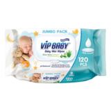 Servetele Umede cu Capac - Vip Baby Wet Wipes with Aloe Vera Extract, Paksel, 120 buc