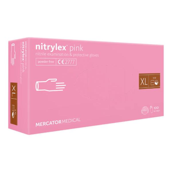 Manusi de Examinare Roz - Nitrylex Pink Nitrile Examination &amp; Protective Gloves, Marime XL, 100 buc