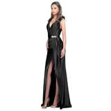 Rochie lunga de seara, fara maneci, culoare negru, marimea 38