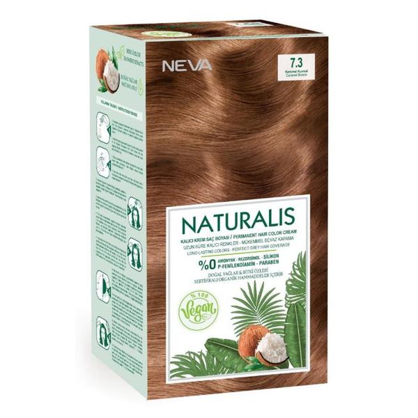 Vopsea de Par Vegana Fara Amoniac - Naturalis, Neva, nuanta 7.3 Blond Caramel, 150 ml