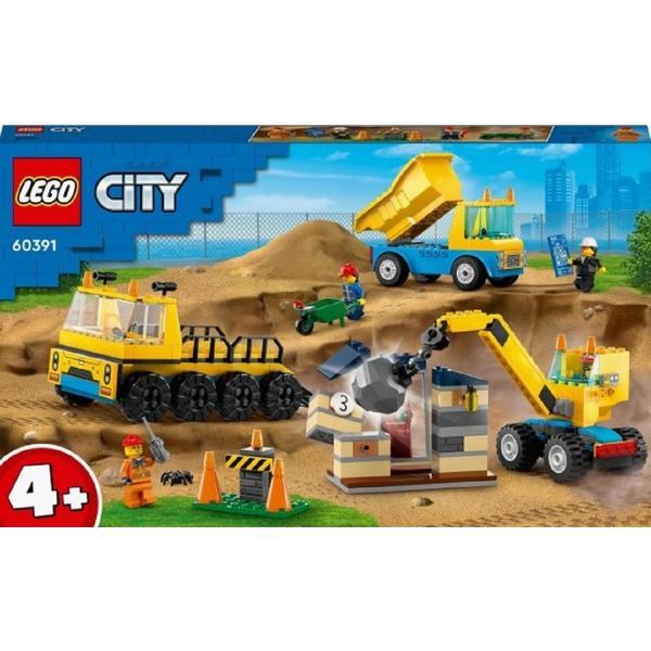 Lego City- Camioane de constructie si macara cu bila pentru demolari