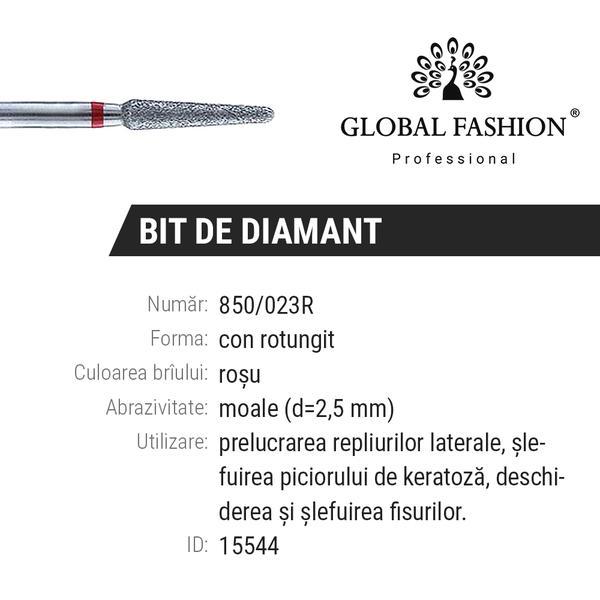 Bit diamant cuticule Conic rotunjit 850/014R Rosu